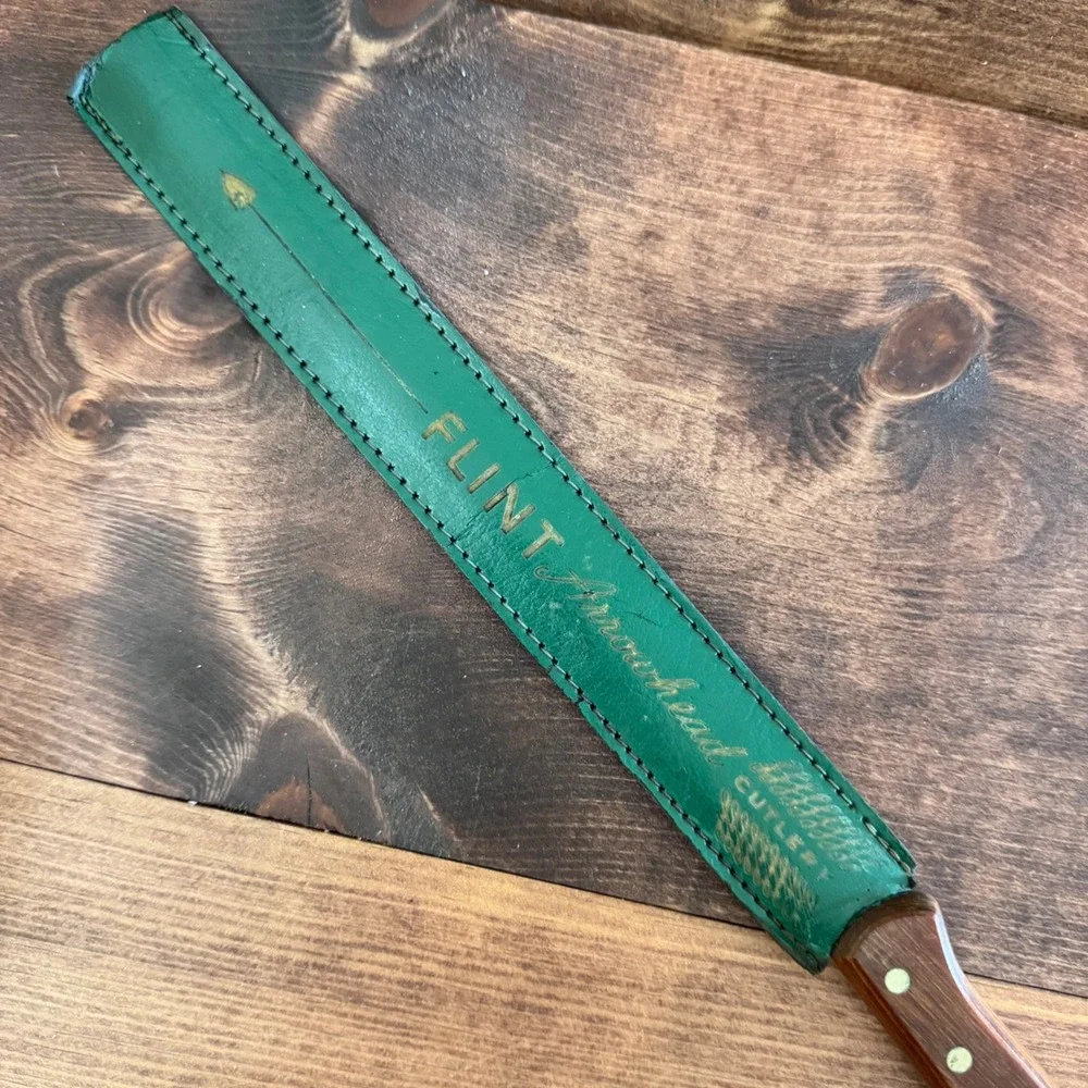Flint Arrowhead USA Stainless Vanadium Slicer Knife 2495 Wood Handle with Sheath